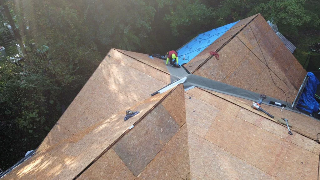 Roof work in progress on a real Denali project in Kennesaw, GA