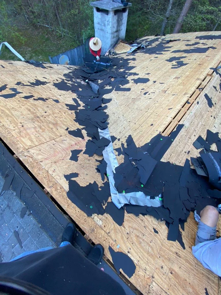 Roof work in progress on a real Denali project in Clayton, GA