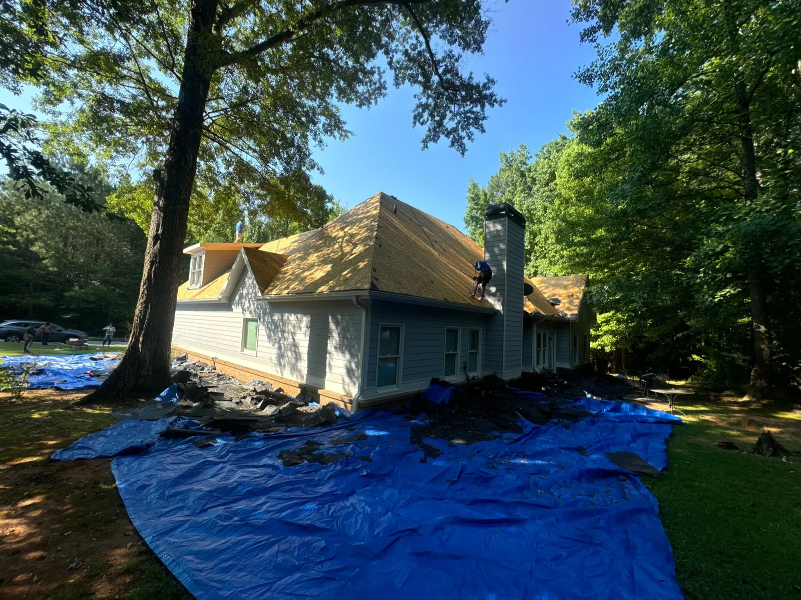 Roof work in progress on a real Denali project in Athens, GA